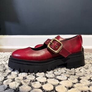 Steve Madden Lyndon Leather Mary Jane Loafers | size 7.5 | Burgundy